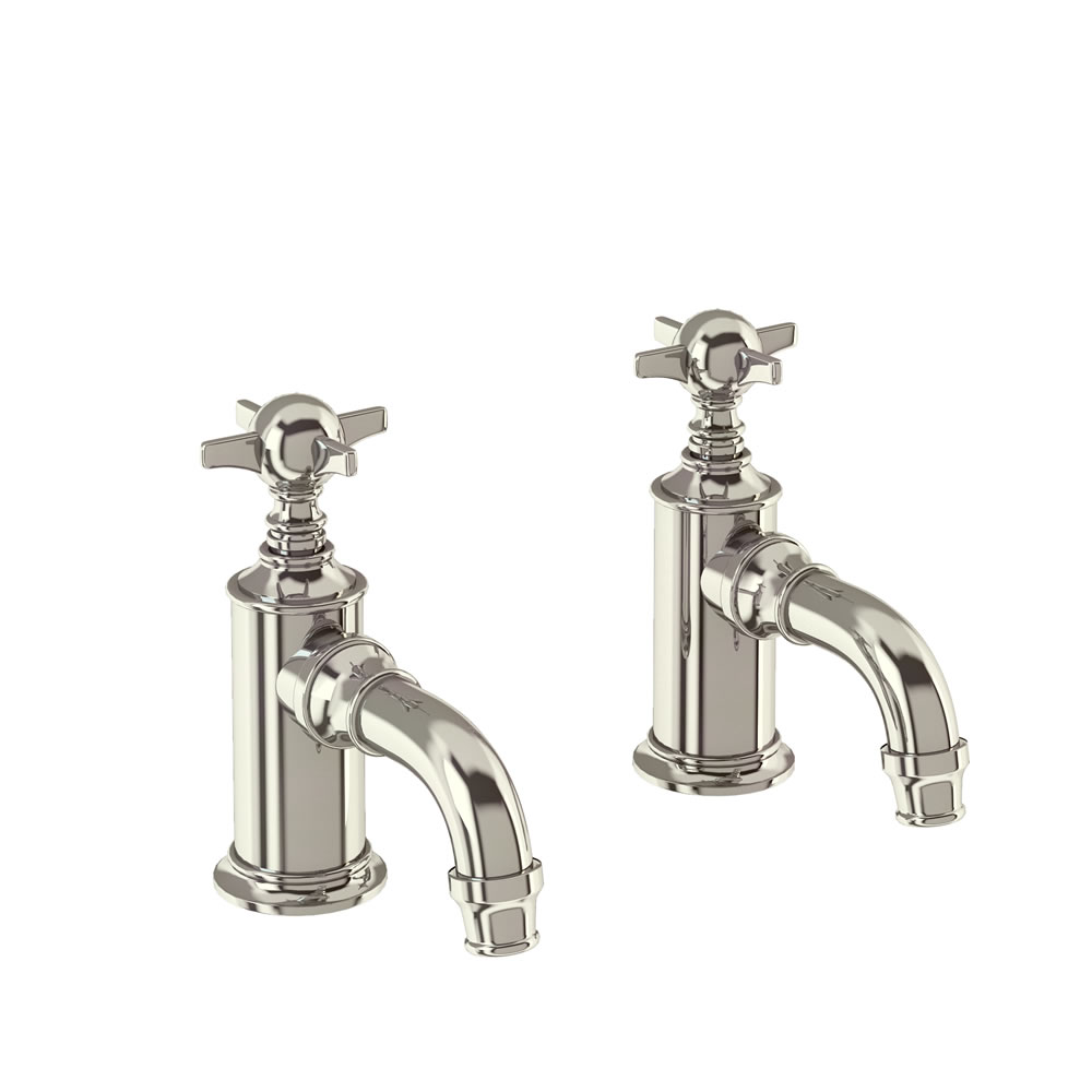 Arcade Cloakroom basin pillar taps - nickel - with tap handle